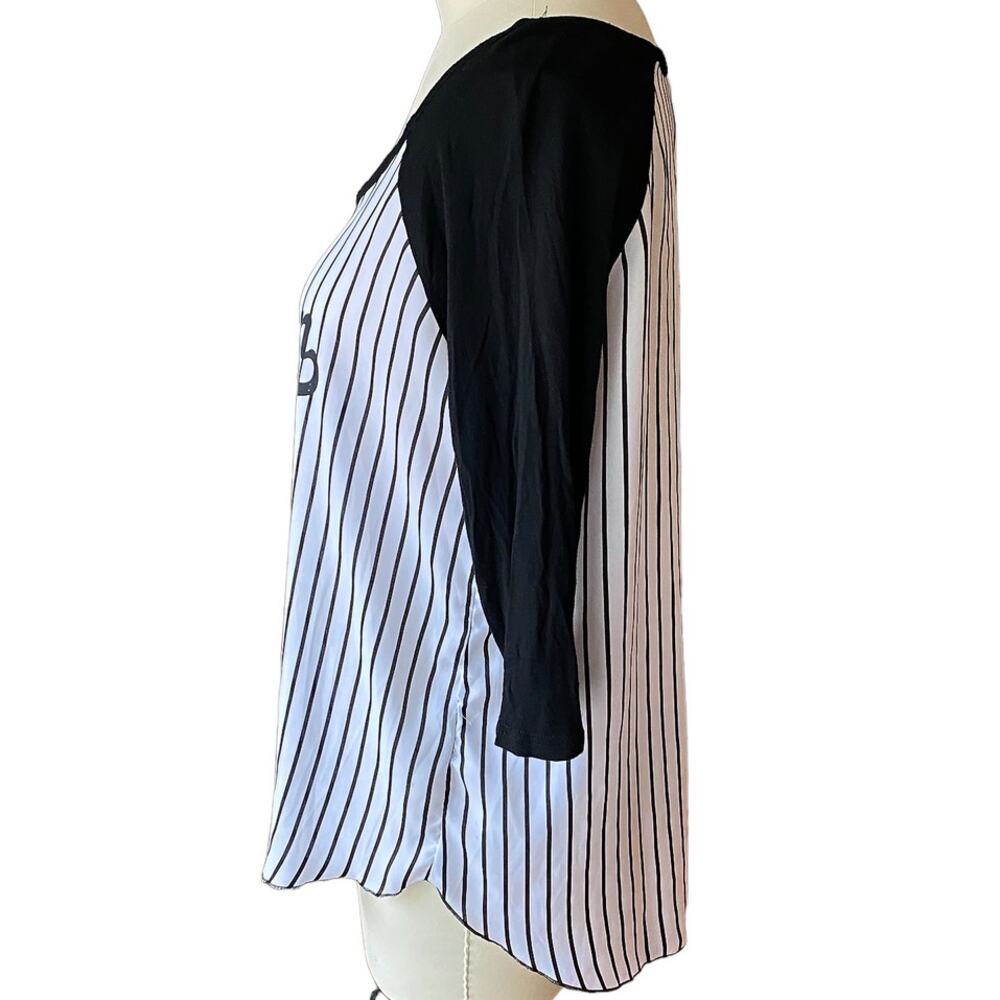 Brooklyn Baseball Blouse & Jersey Knit Sleeves by RUE21 ~ Women's XL - Picture 2 of 2